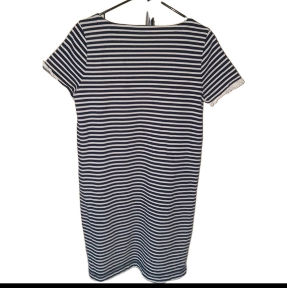 J Crew Navy/ Cream Striped Knee Length Dress Medium - Picture 3 of 8